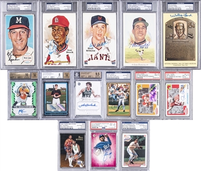1964-2017 Topps and Assorted Brands Signed Cards Graded Collection (14 Different) – Including Hall of Famers and Stars